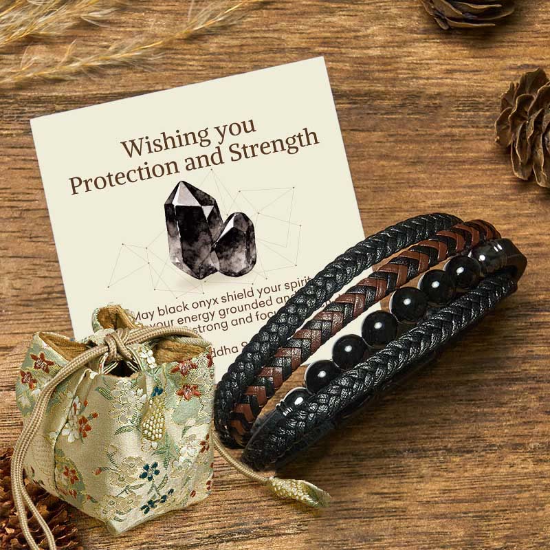 Wear FengShui "Wishing You Protection and Strength" Black Onyx Bracelet Includes Gift Message Card