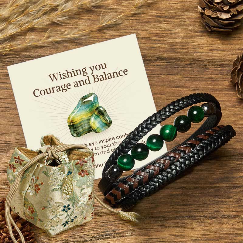 Wear FengShui "Wishing You Courage and Balance" Green Tiger Eye Bracelet Includes Gift Message Card