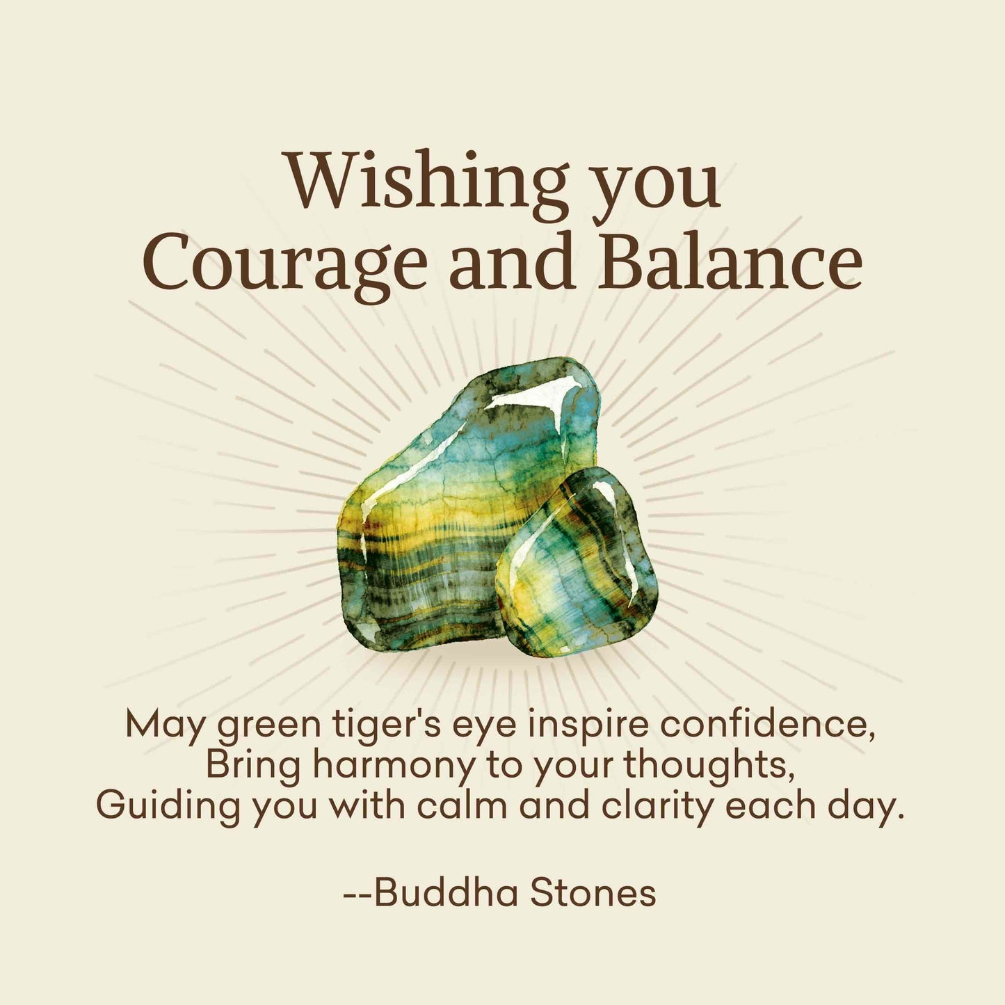 Wear FengShui "Wishing You Courage and Balance" Green Tiger Eye Bracelet Includes Gift Message Card