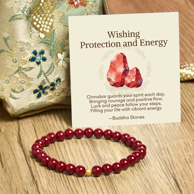 Wear FengShui "Wishing Protection and Energy" Cinnabar Bracelet Includes Gift Message Card