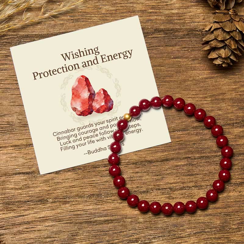 Wear FengShui "Wishing Protection and Energy" Cinnabar Bracelet Includes Gift Message Card