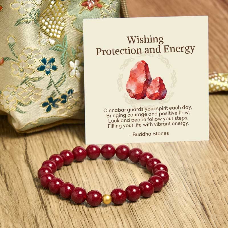 Wear FengShui "Wishing Protection and Energy" Cinnabar Bracelet Includes Gift Message Card