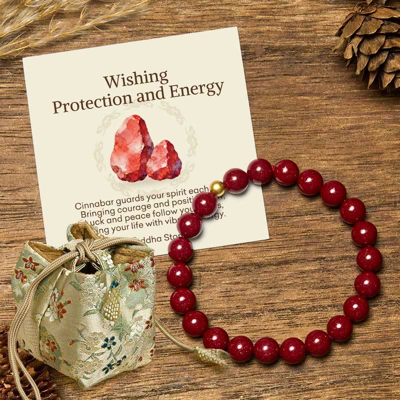 Wear FengShui "Wishing Protection and Energy" Cinnabar Bracelet Includes Gift Message Card
