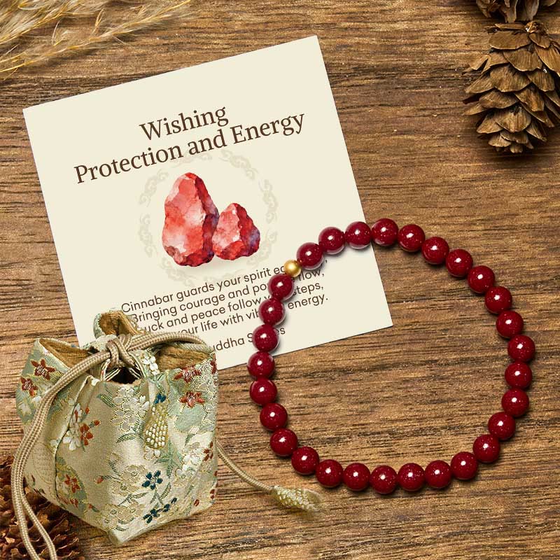 Wear FengShui "Wishing Protection and Energy" Cinnabar Bracelet Includes Gift Message Card