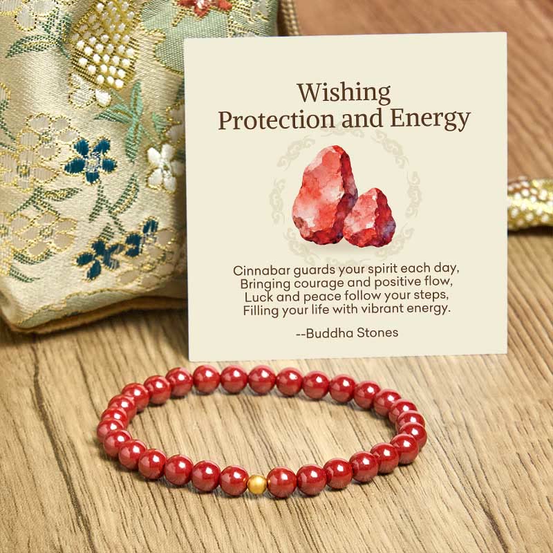 Wear FengShui "Wishing Protection and Energy" Cinnabar Bracelet Includes Gift Message Card