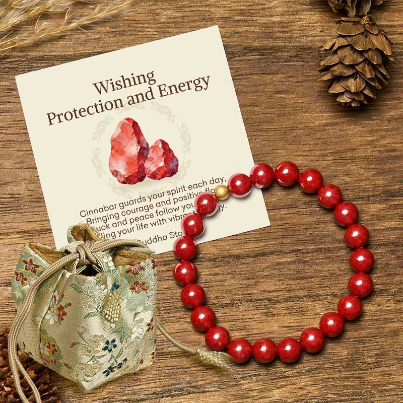 Wear FengShui "Wishing Protection and Energy" Cinnabar Bracelet Includes Gift Message Card