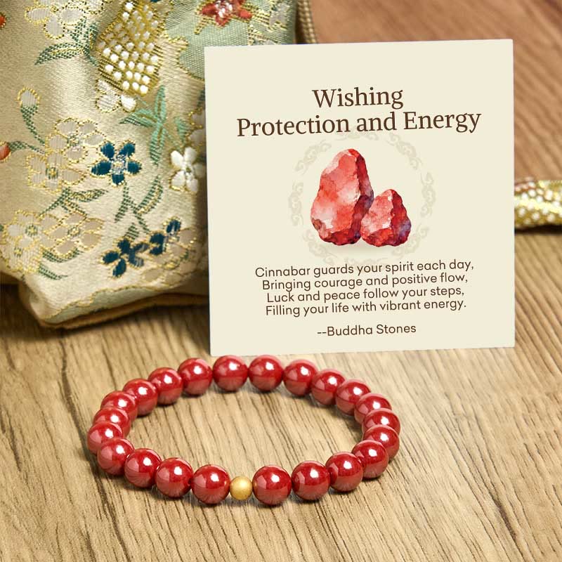 Wear FengShui "Wishing Protection and Energy" Cinnabar Bracelet Includes Gift Message Card