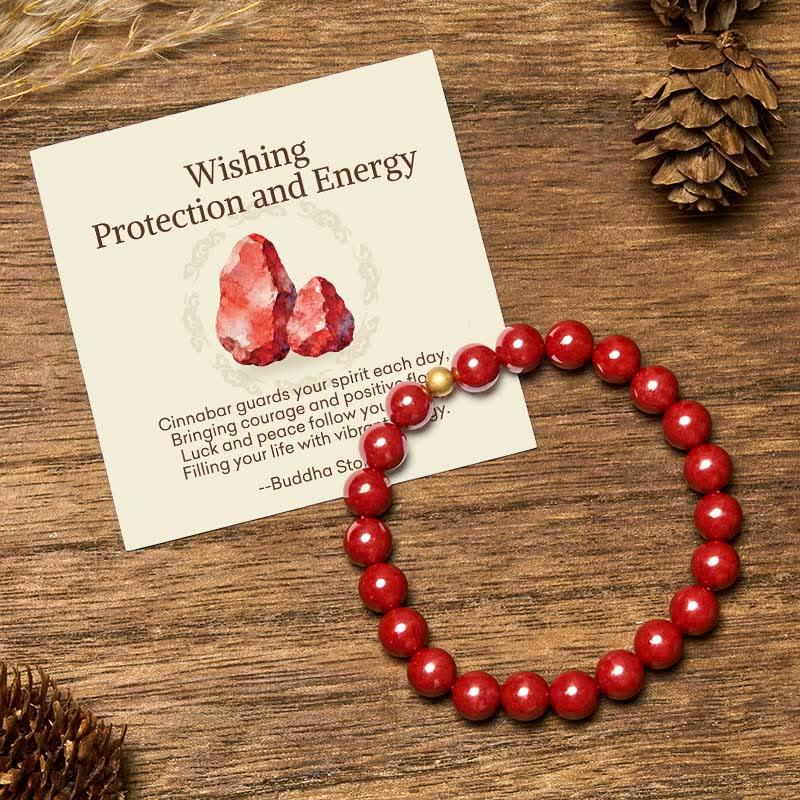 Wear FengShui "Wishing Protection and Energy" Cinnabar Bracelet Includes Gift Message Card