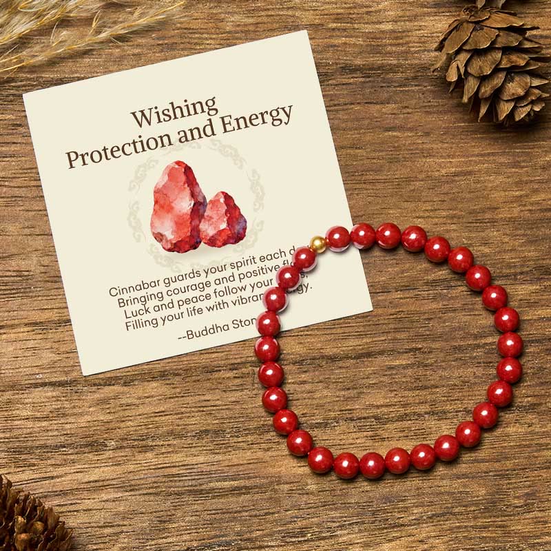 Wear FengShui "Wishing Protection and Energy" Cinnabar Bracelet Includes Gift Message Card