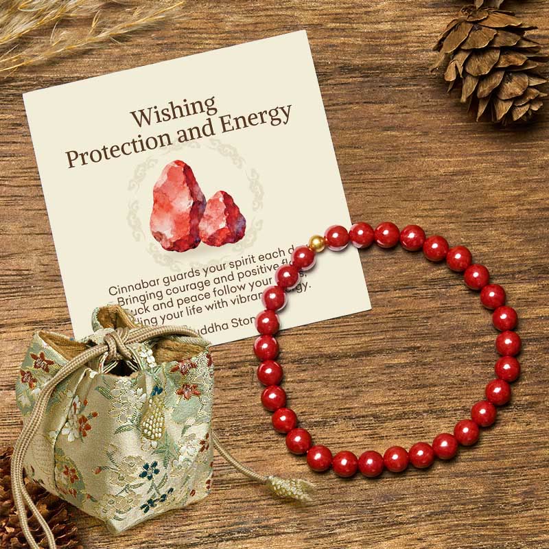 Wear FengShui "Wishing Protection and Energy" Cinnabar Bracelet Includes Gift Message Card