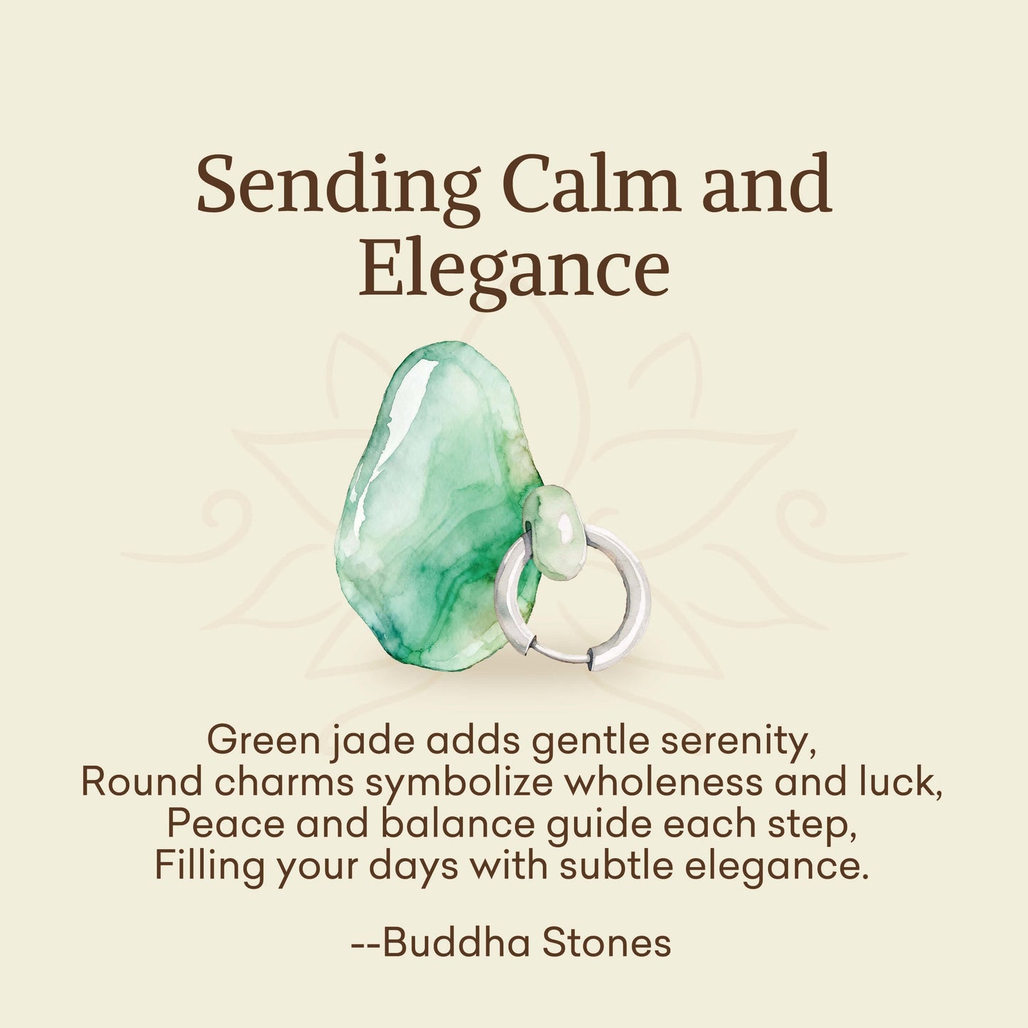 Wear FengShui "Sending Calm and Elegance"Titanium Steel Jade Earrings Includes Gift Message Card