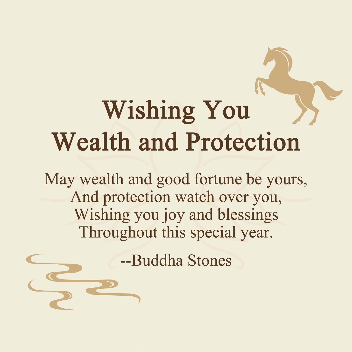 Buddha Stones "Wishing You Wealth and Protection" Year of the Horse String Includes Gift Message Card