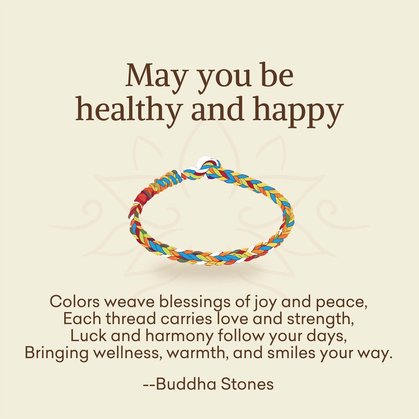 Wear FengShui "May you be healthy and happy" Lucky Multicolored Bracelet Includes Gift Message Card