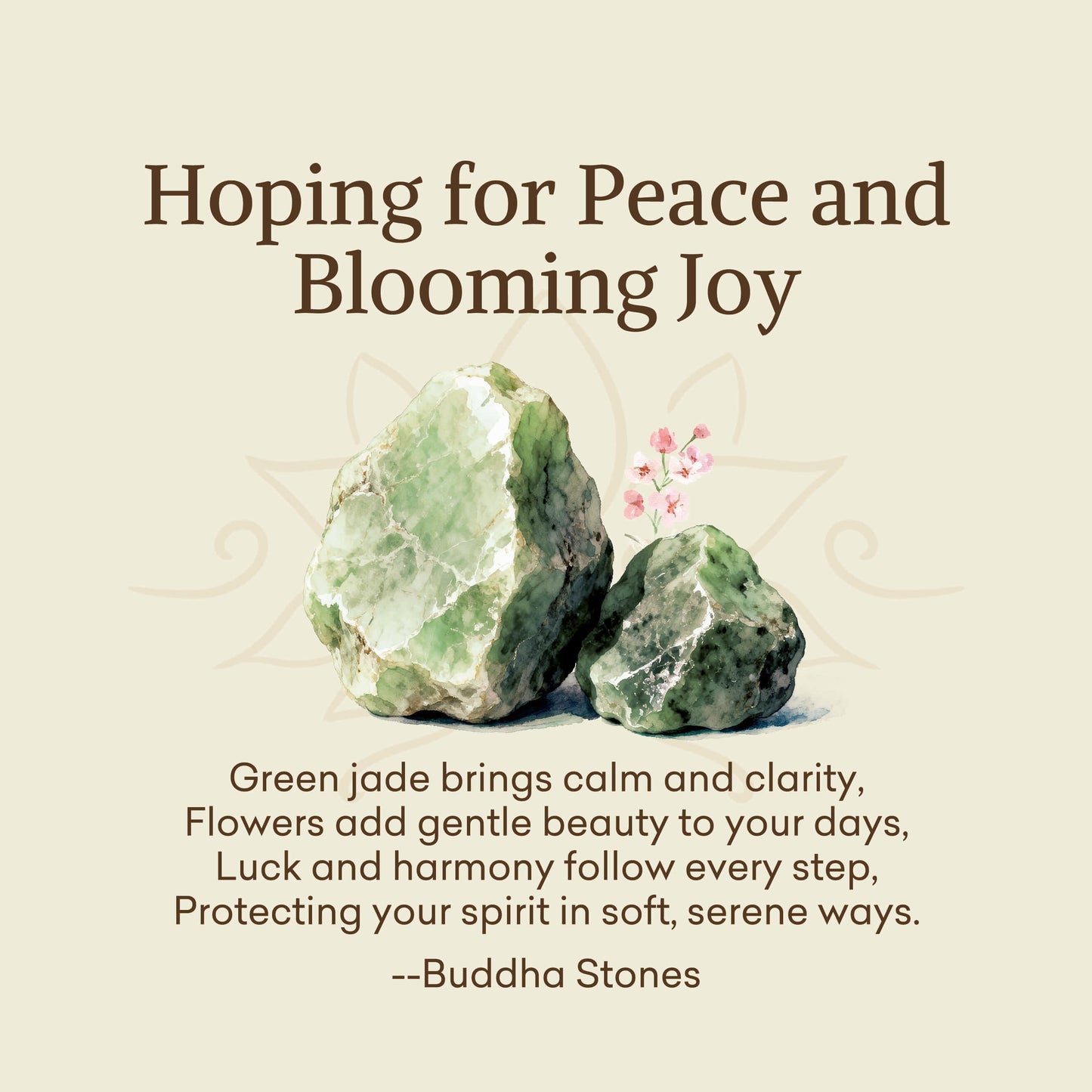 Wear FengShui "Hoping for Peace and Blooming Joy" Green Jade Bracelet Includes Gift Message Card