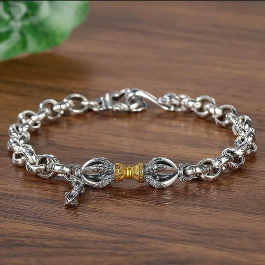 Wear FengShui Retro Om Mani Padme Hum Vajra Copper Calm Bracelet