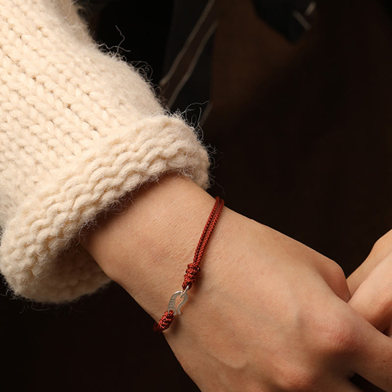 Wear FengShui 925 Sterling Silver Hook Design Red String Strength Colorful Bracelet