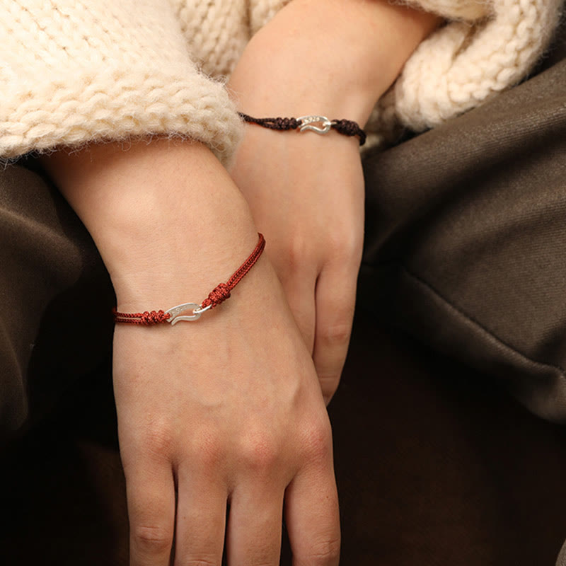 Wear FengShui 925 Sterling Silver Hook Design Red String Strength Colorful Bracelet