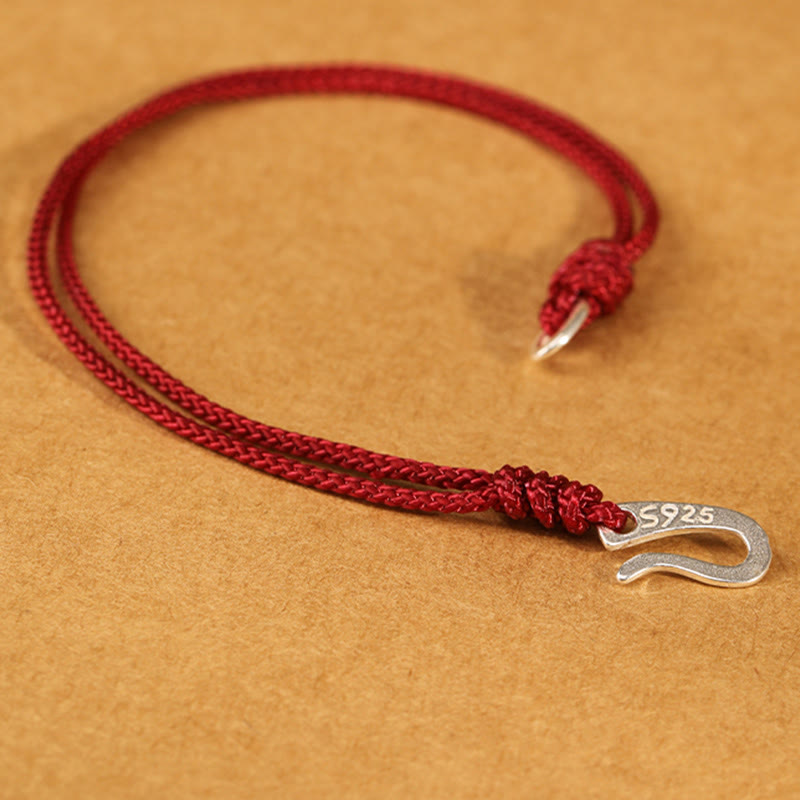 Wear FengShui 925 Sterling Silver Hook Design Red String Strength Colorful Bracelet