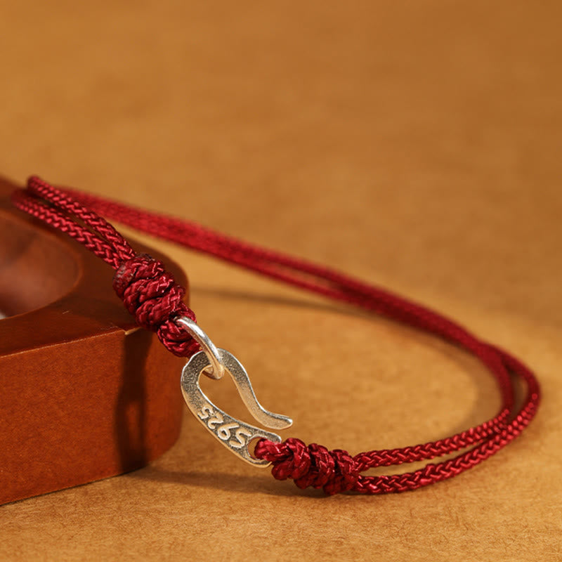 Wear FengShui 925 Sterling Silver Hook Design Red String Strength Colorful Bracelet