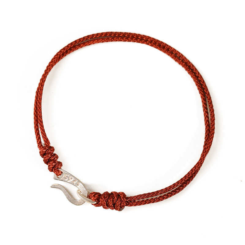 Wear FengShui 925 Sterling Silver Hook Design Red String Strength Colorful Bracelet