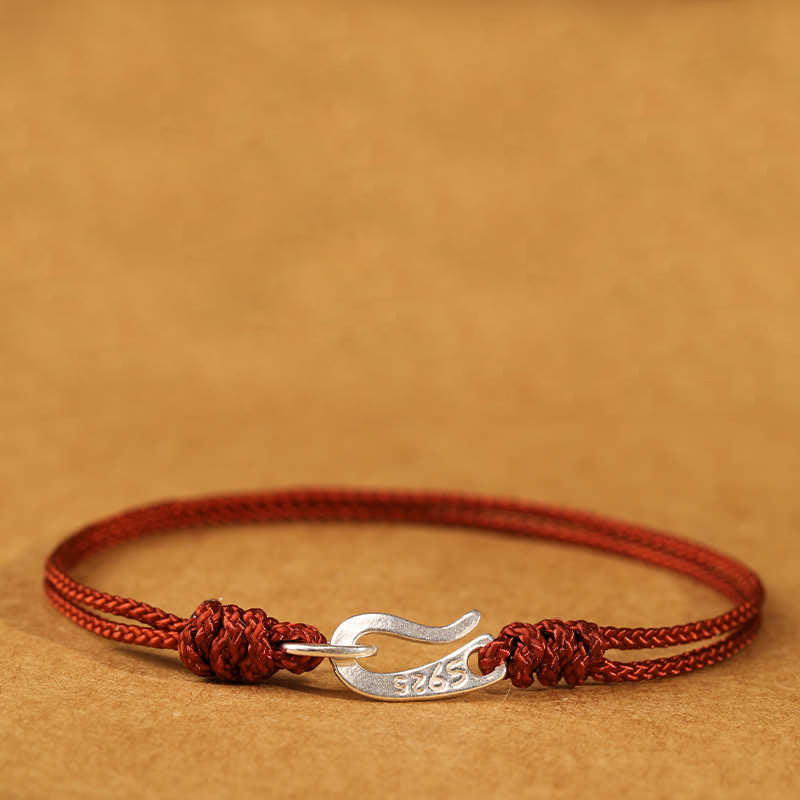 Wear FengShui 925 Sterling Silver Hook Design Red String Strength Colorful Bracelet