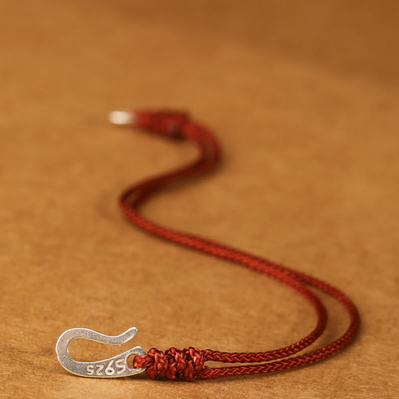 Wear FengShui 925 Sterling Silver Hook Design Red String Strength Colorful Bracelet