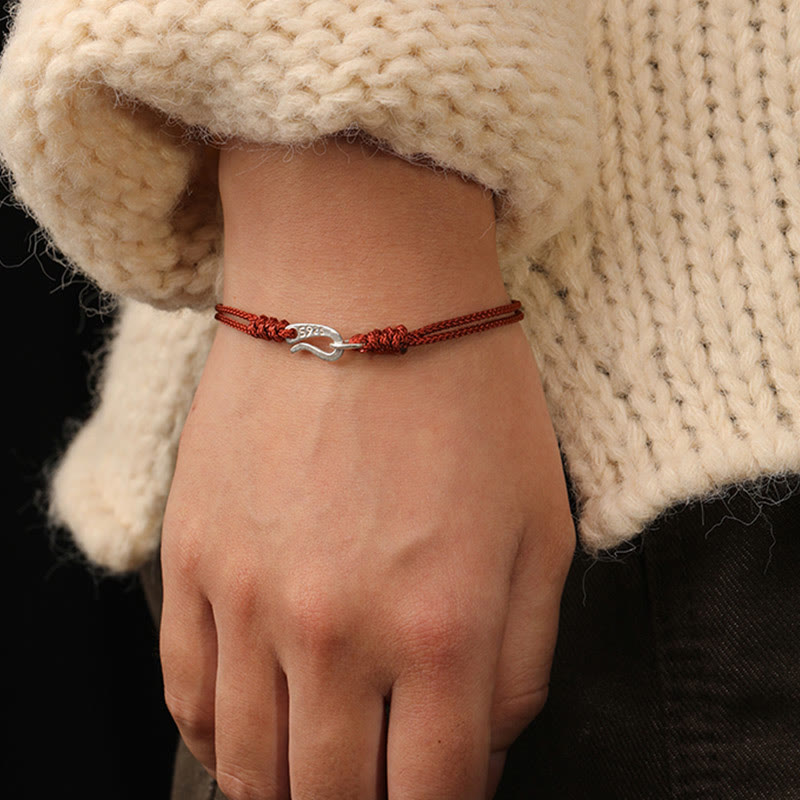 Wear FengShui 925 Sterling Silver Hook Design Red String Strength Colorful Bracelet