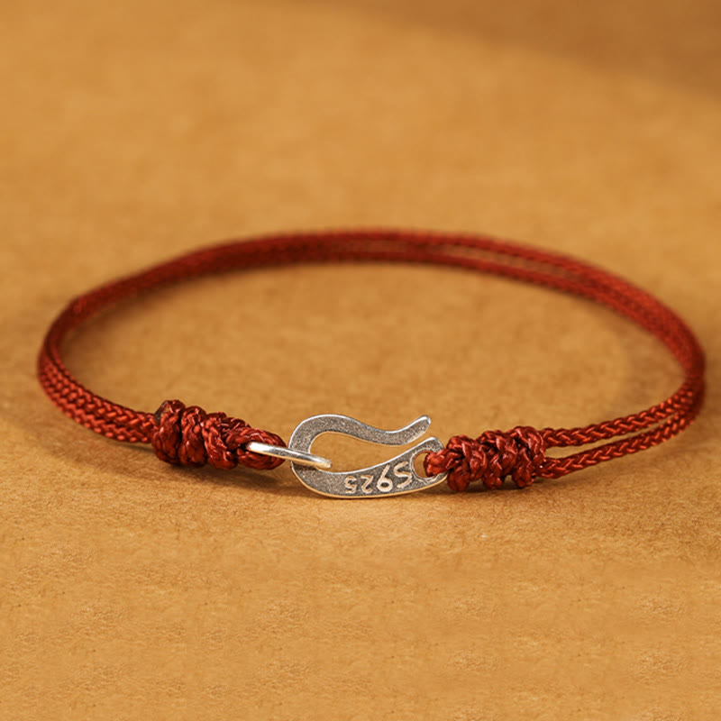Wear FengShui 925 Sterling Silver Hook Design Red String Strength Colorful Bracelet