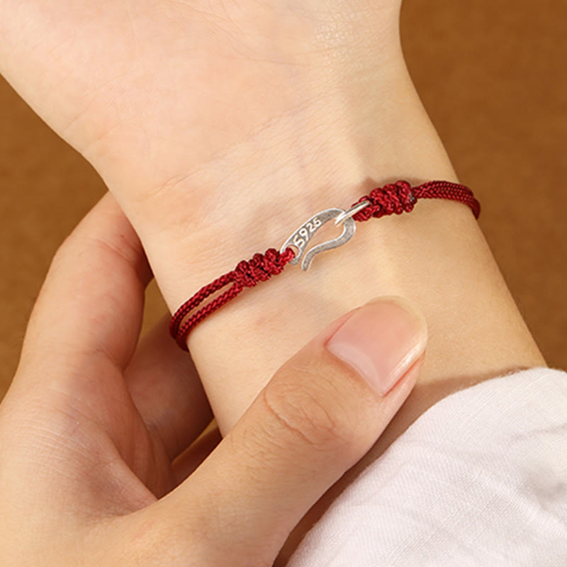 Wear FengShui 925 Sterling Silver Hook Design Red String Strength Colorful Bracelet
