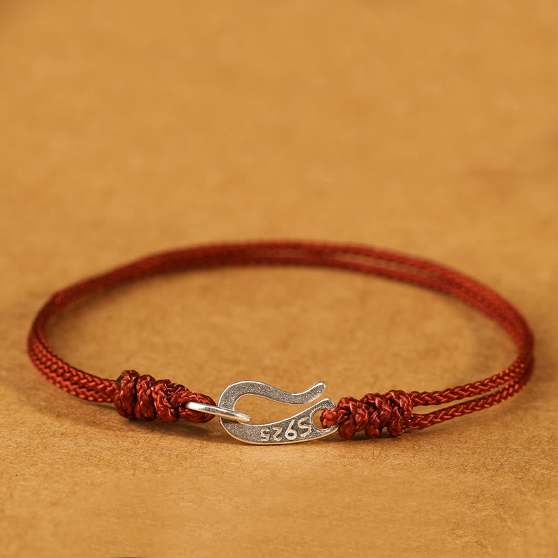 Wear FengShui 925 Sterling Silver Hook Design Red String Strength Colorful Bracelet