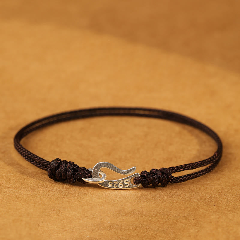 Wear FengShui 925 Sterling Silver Hook Design Red String Strength Colorful Bracelet