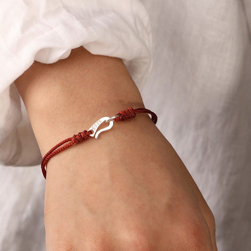 Wear FengShui 925 Sterling Silver Hook Design Red String Strength Colorful Bracelet