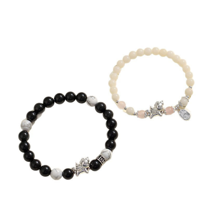 Wear FengShui 999 Sterling Silver Year Of The Horse Natural Black Obsidian Bodhi Seed Strength Bracelet