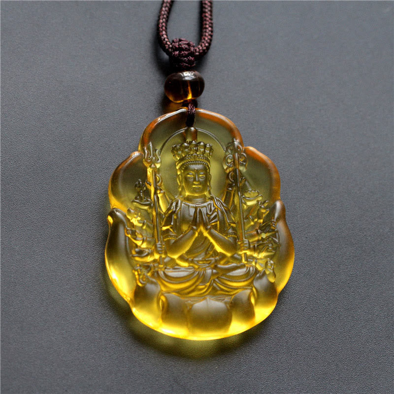 Wear FengShui Liuli Crystal Chinese Zodiac Natal Buddha Protection Necklace Pendant