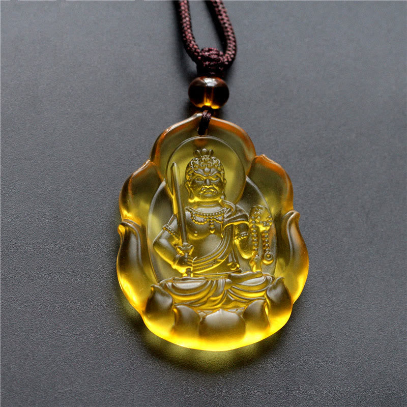Wear FengShui Liuli Crystal Chinese Zodiac Natal Buddha Protection Necklace Pendant