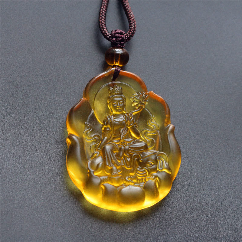 Wear FengShui Liuli Crystal Chinese Zodiac Natal Buddha Protection Necklace Pendant