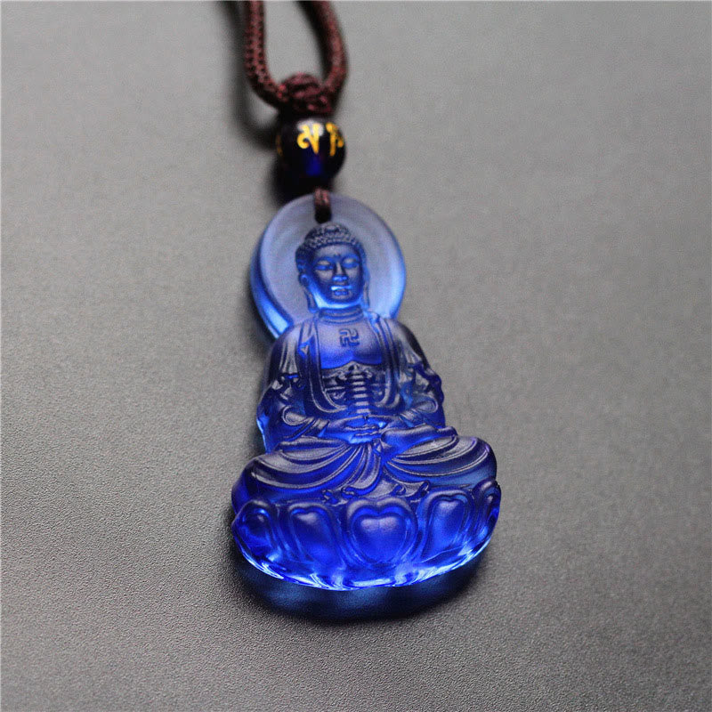 Wear FengShui Liuli Crystal Medicine Buddha Serenity Necklace Pendant