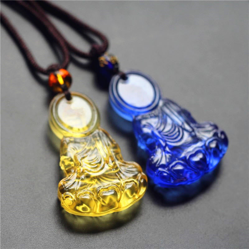 Wear FengShui Liuli Crystal Medicine Buddha Serenity Necklace Pendant