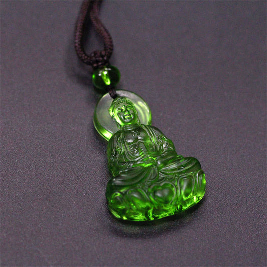 Wear FengShui Liuli Crystal Medicine Buddha Serenity Necklace Pendant