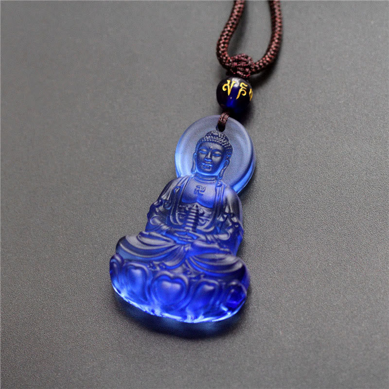 Wear FengShui Liuli Crystal Medicine Buddha Serenity Necklace Pendant