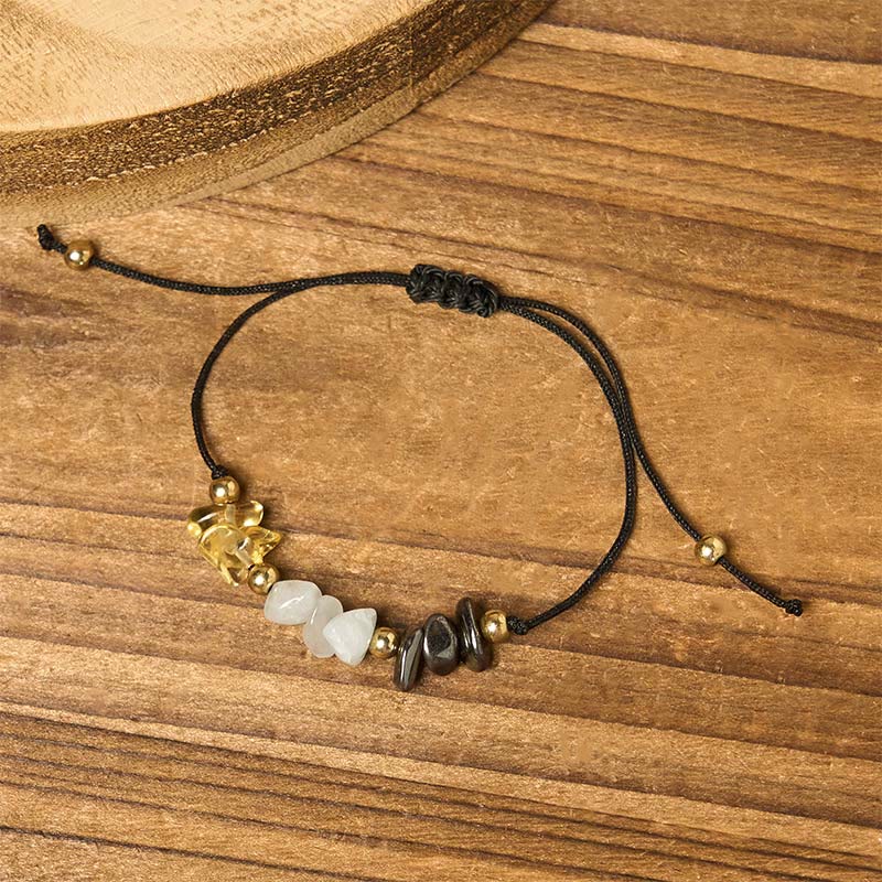 Wear FengShui Citrine Green Aventurine Pyrite Success Rope Card Bracelet