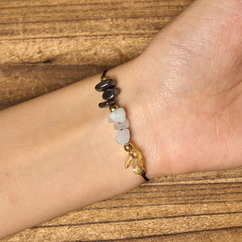 Wear FengShui Citrine Green Aventurine Pyrite Success Rope Card Bracelet