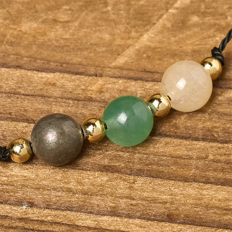 Wear FengShui Citrine Green Aventurine Pyrite Success Rope Card Bracelet