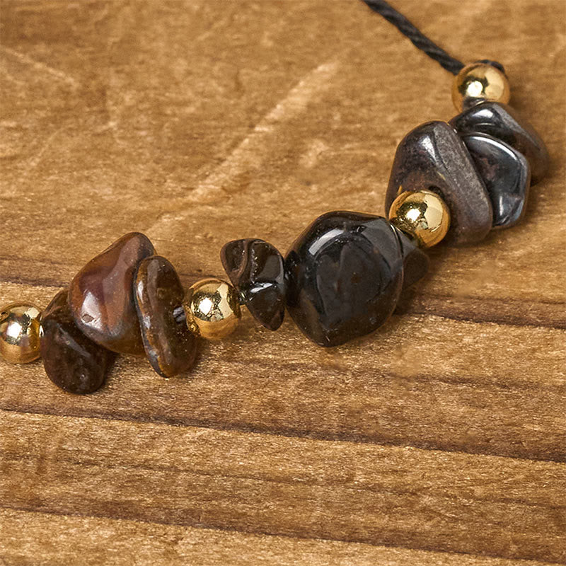 Wear FengShui Tiger Eye Black Tourmaline Pyrite Protection Card Rope Bracelet