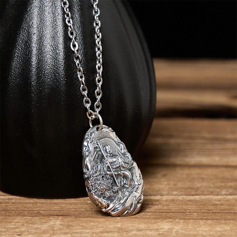 Wear FengShui Copper Kṣitigarbha Dizang Bodhisattva Compassion Pendant Necklace