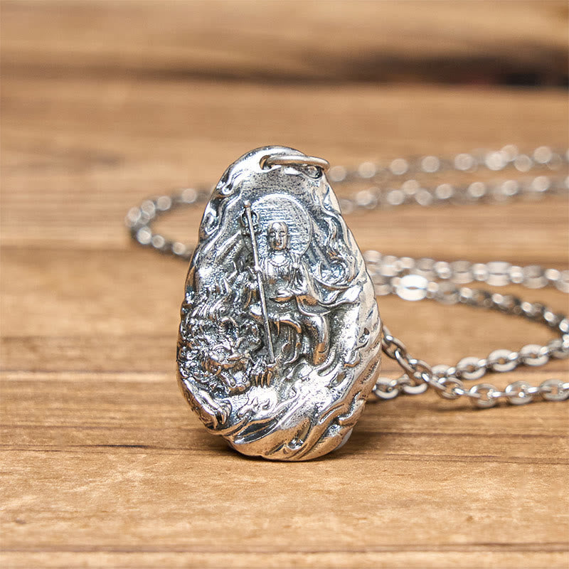 Wear FengShui Copper Kṣitigarbha Dizang Bodhisattva Compassion Pendant Necklace