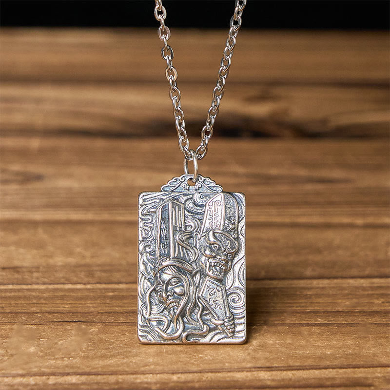 Wear FengShui Copper Black White Impermanence Pattern Balance Pendant Necklace