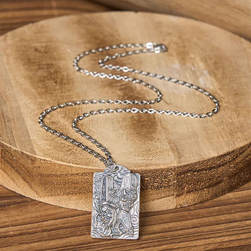 Wear FengShui Copper Black White Impermanence Pattern Balance Pendant Necklace