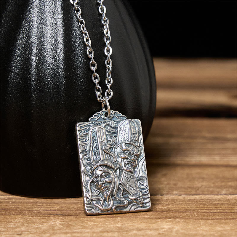 Wear FengShui Copper Black White Impermanence Pattern Balance Pendant Necklace