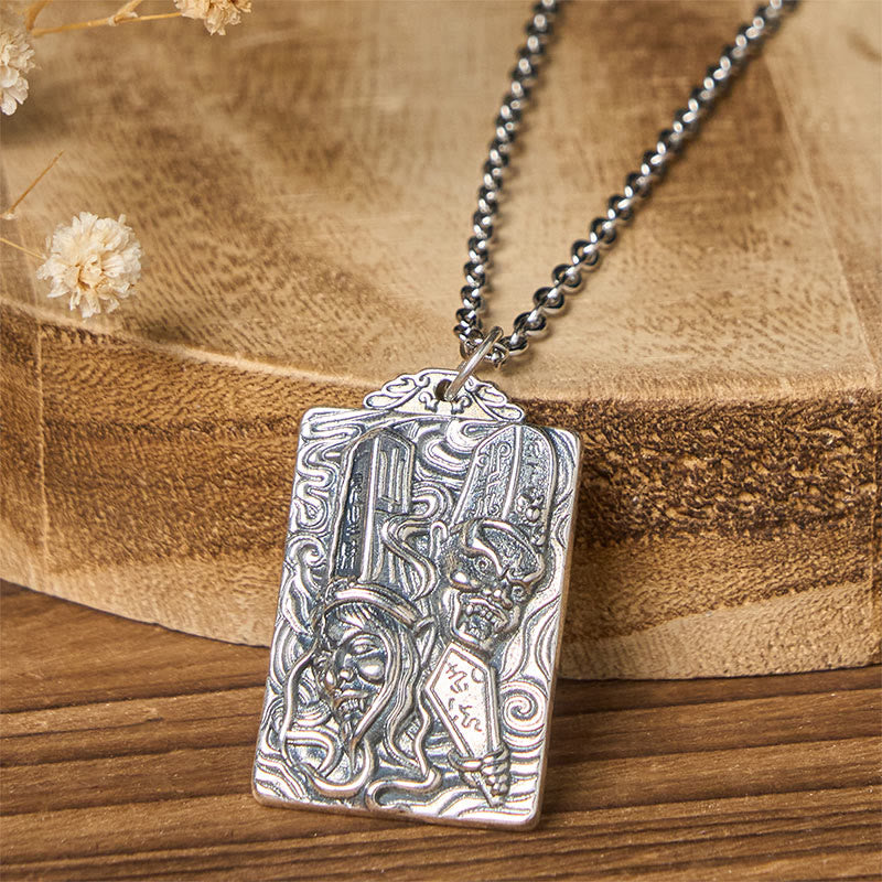 Wear FengShui Copper Black White Impermanence Pattern Balance Pendant Necklace
